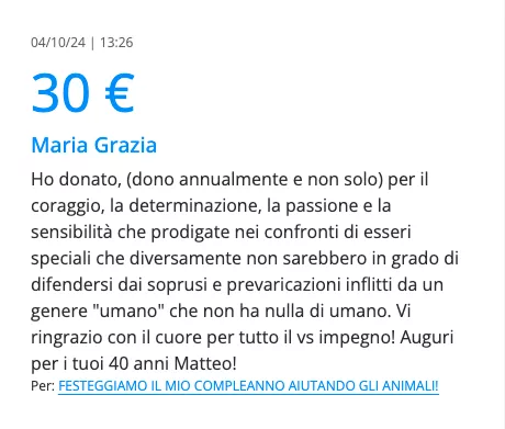 Feedback Insieme 1 donazione raddoppiata