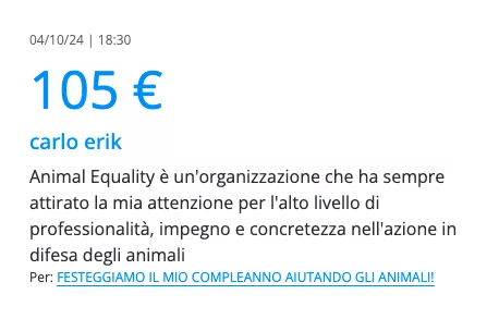 Feedback Insieme donazione raddoppiata