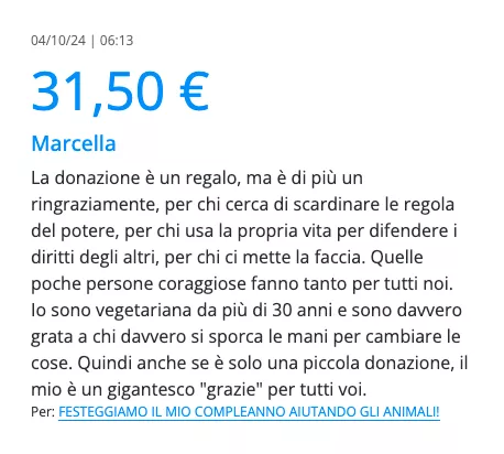 Feedback Insieme 2 donazione raddoppiata