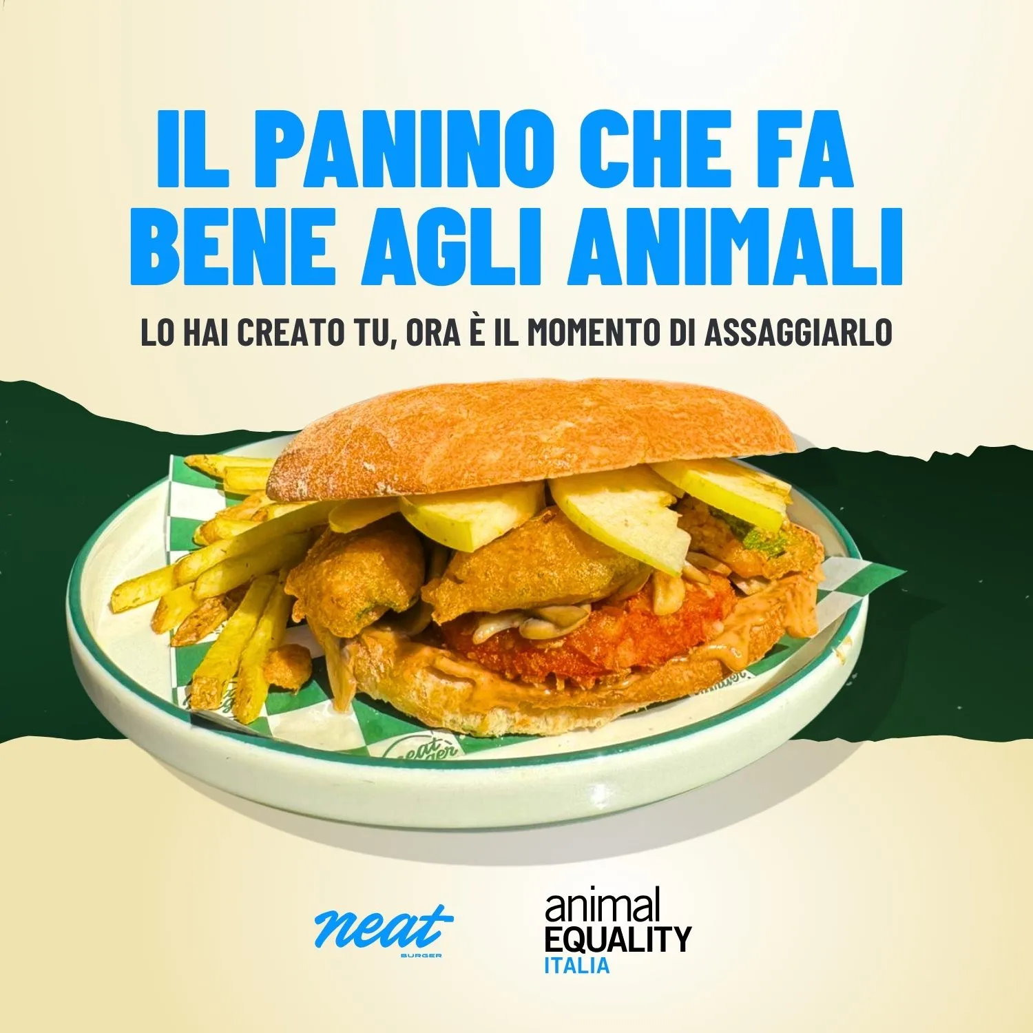 Animal Equality Italia e Neat Burger insieme per gli animali: dal 27 settembre un panino 100% plant based in tutti i negozi