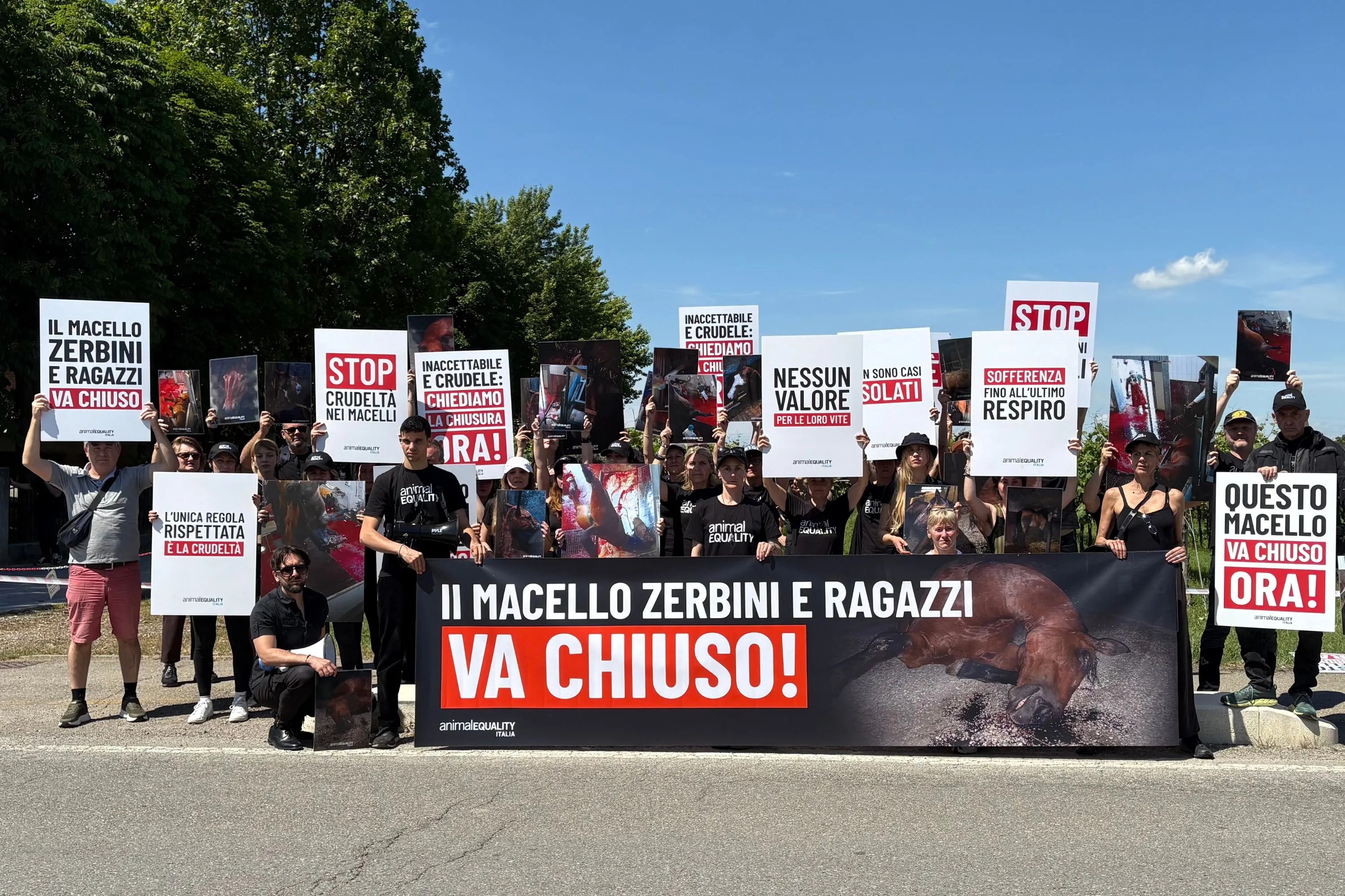 Il nostro presidio nazionale davanti al macello Zerbini & Ragazzi di Correggio 1